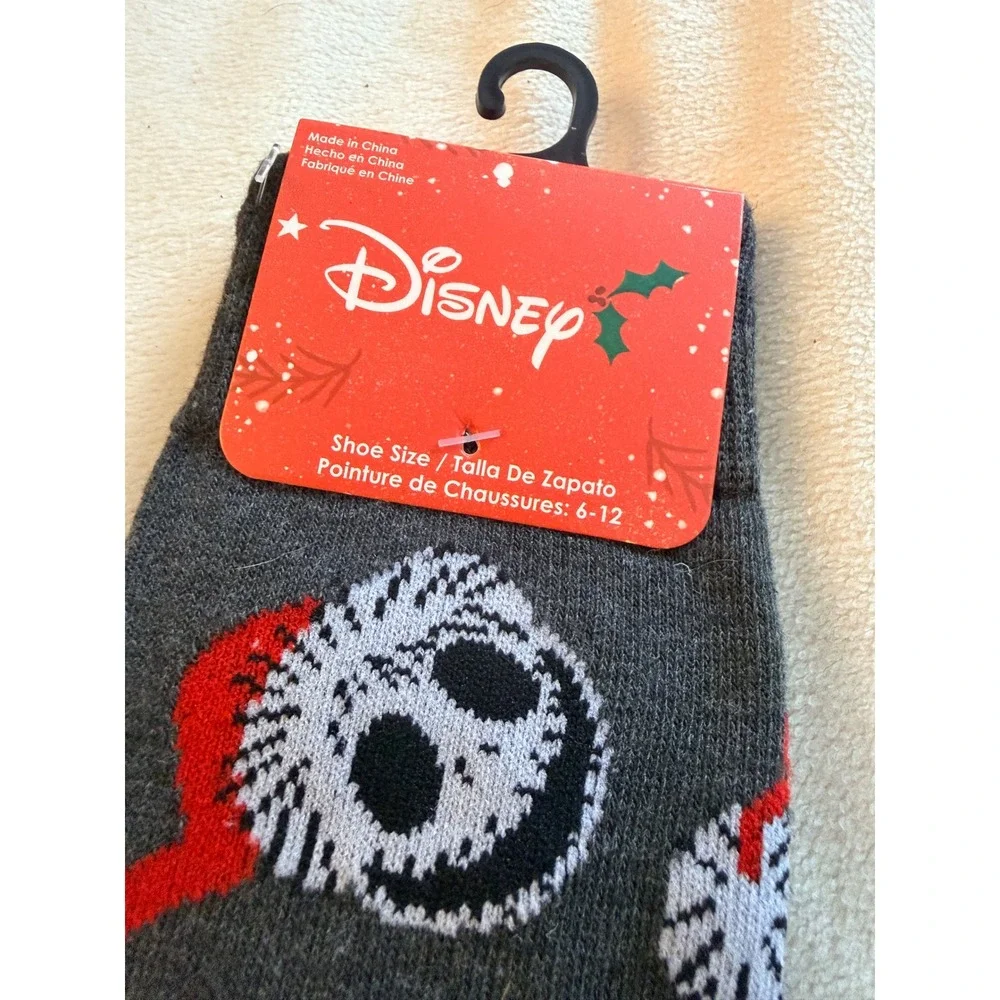 Disney Nightmare Before Christmas Jack Skellington Santa‎ Hat Crew Socks Gray